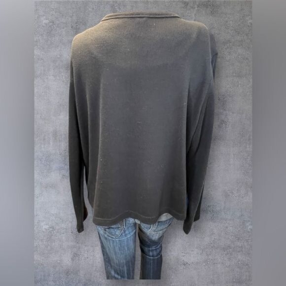 Reference Point Black Cardigan with Pink Palm Tree Embroidery - Size L - Picture 5 of 8